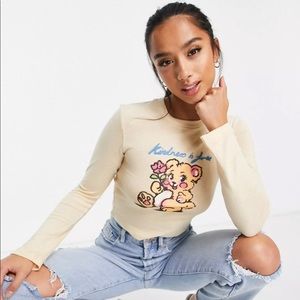 Petite TopShop long sleeve crop top - size 8 petite 8p